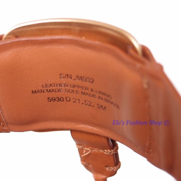 NIB Tory Burch Georgia Logo Leather Thong Sandal Aged Camello US 7 7.5 8 9 9.5 - Picture 13 of 16